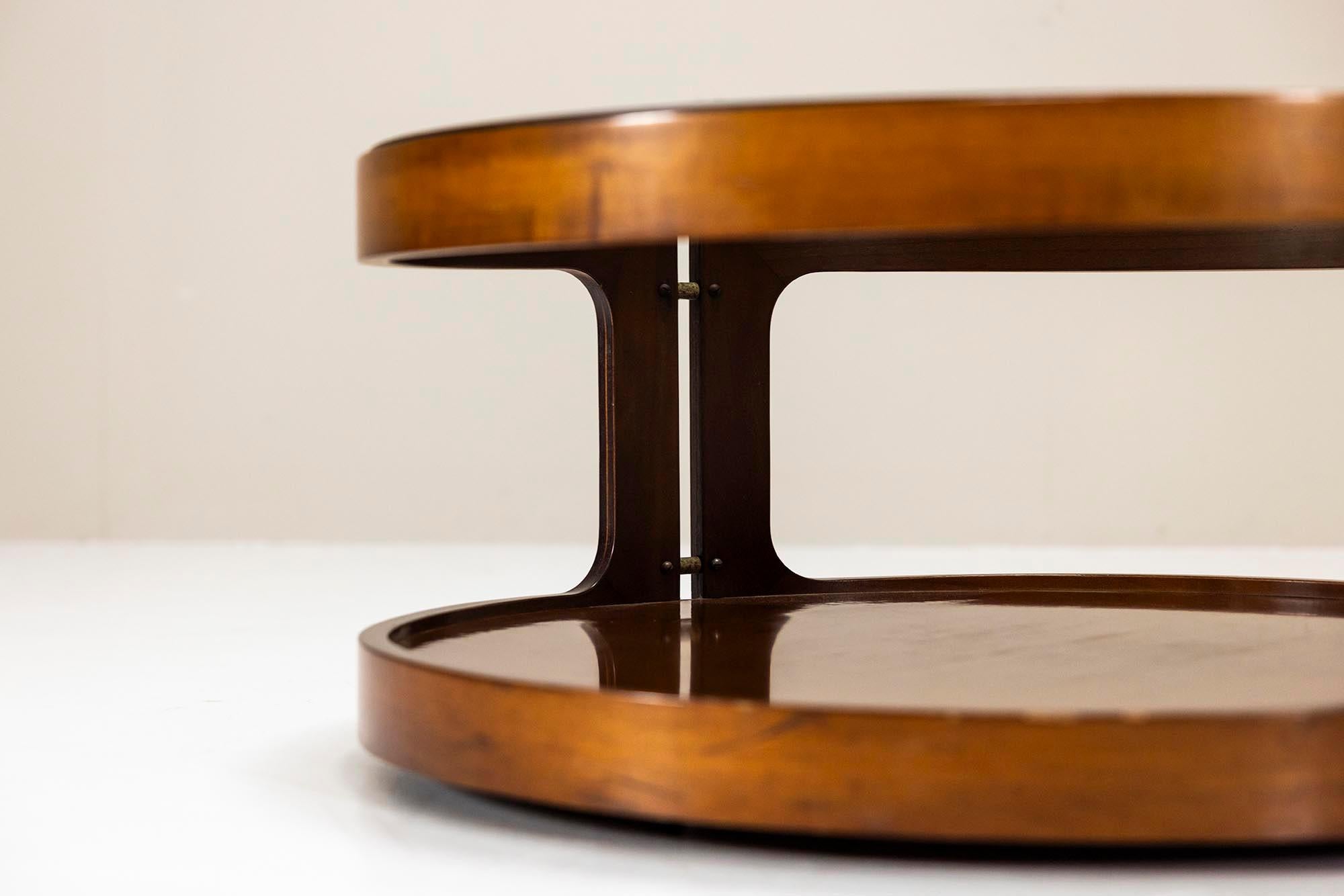 Vintage Round Coffee Table in Teak and Glass, Italy 1960s 8