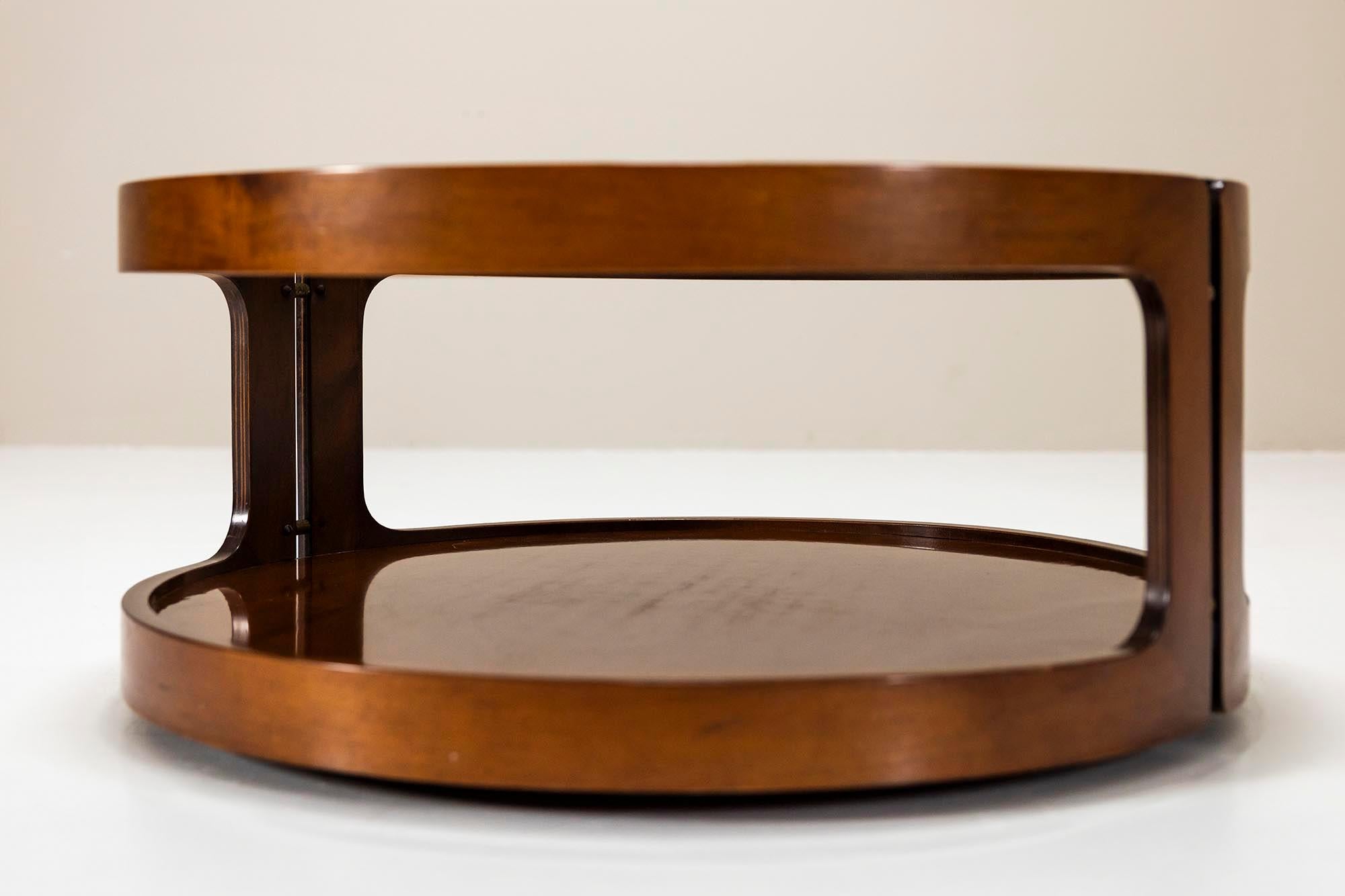 Vintage Round Coffee Table in Teak and Glass, Italy 1960s 2