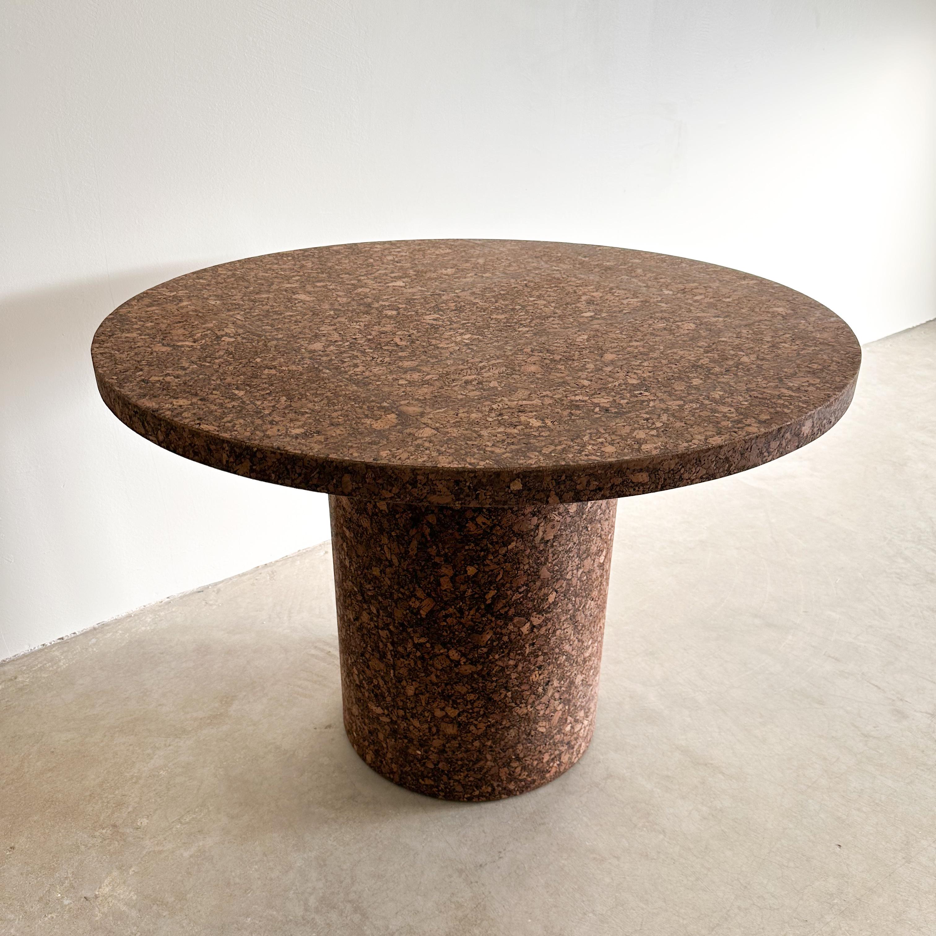 Vintage Round Cork Pedestal Base Dining Table Kitchenette Table MCM Minimalist  3