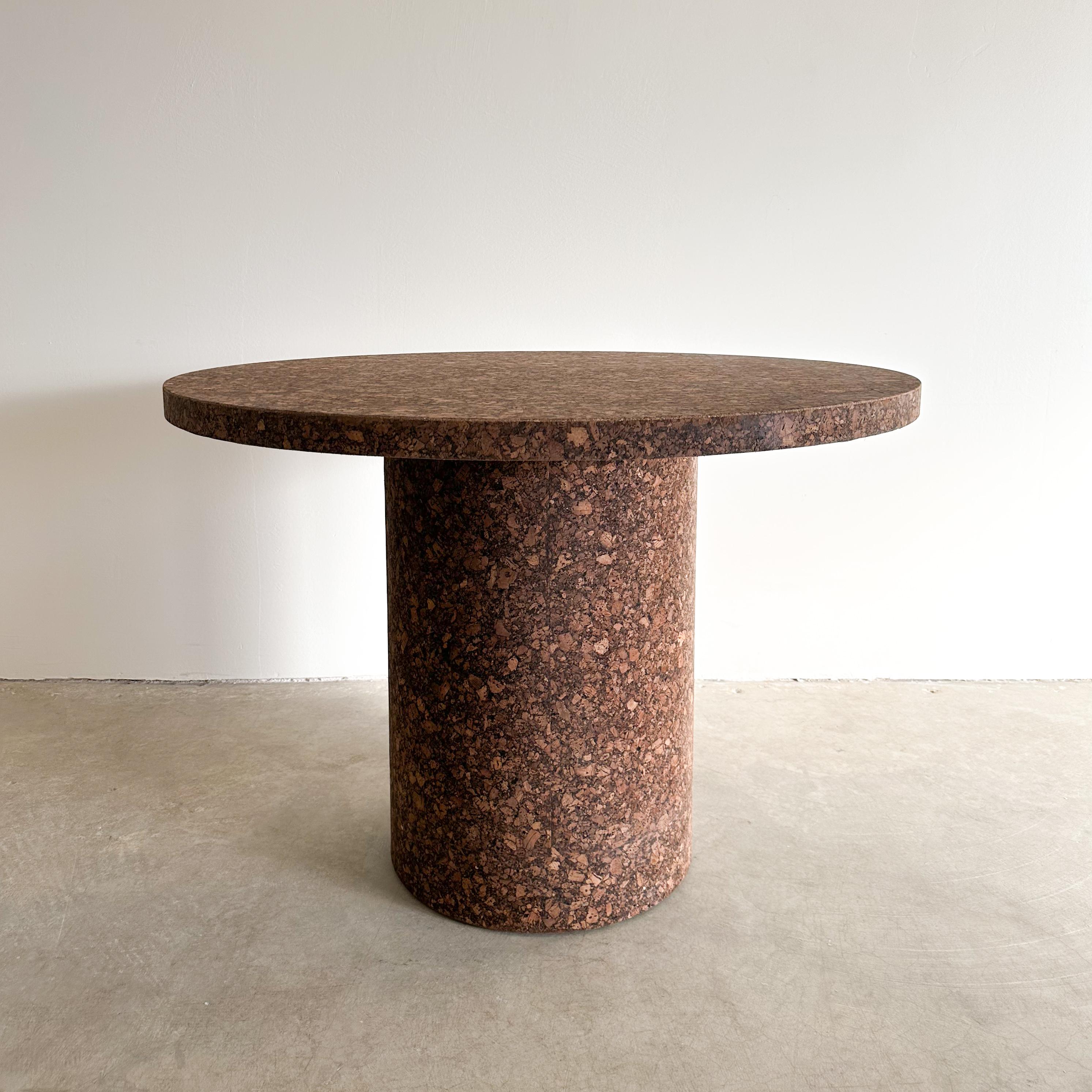 Mid-Century Modern Vintage Round Cork Pedestal Base Dining Table Kitchenette Table MCM Minimalist 