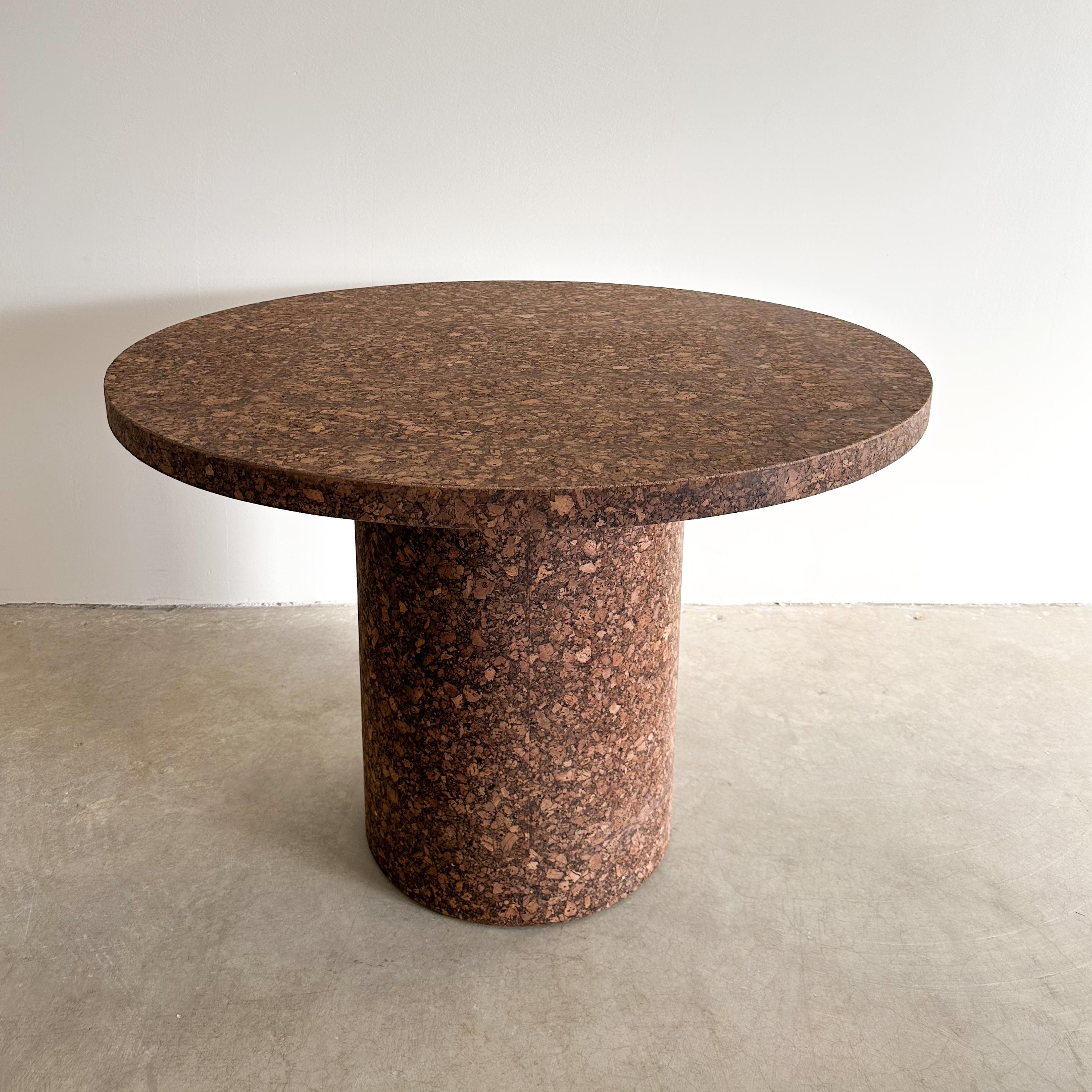 Unknown Vintage Round Cork Pedestal Base Dining Table Kitchenette Table MCM Minimalist 