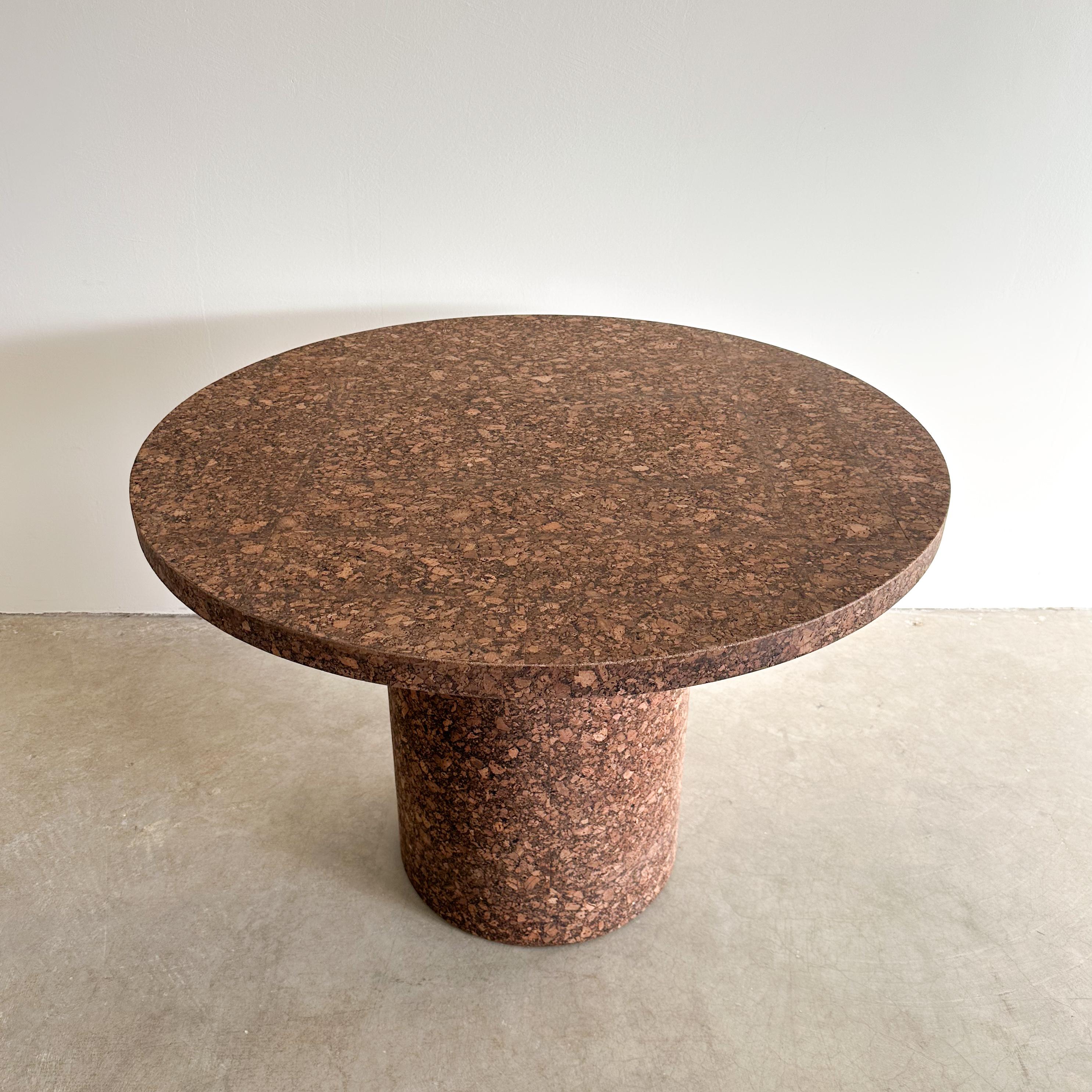 Vintage Round Cork Pedestal Base Dining Table Kitchenette Table MCM Minimalist  In Excellent Condition In Palm Desert, CA