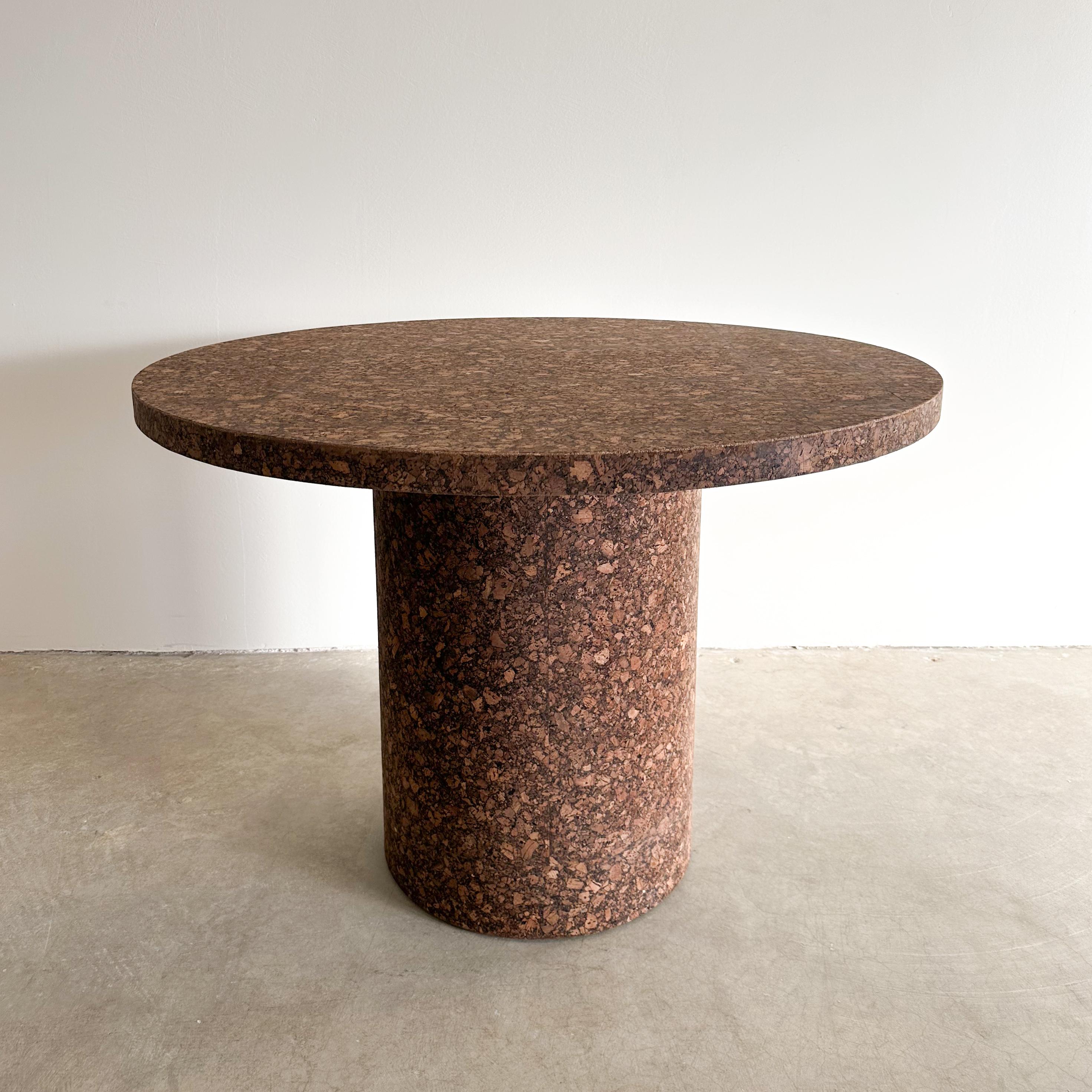 Vintage Round Cork Pedestal Base Dining Table Kitchenette Table MCM Minimalist  2