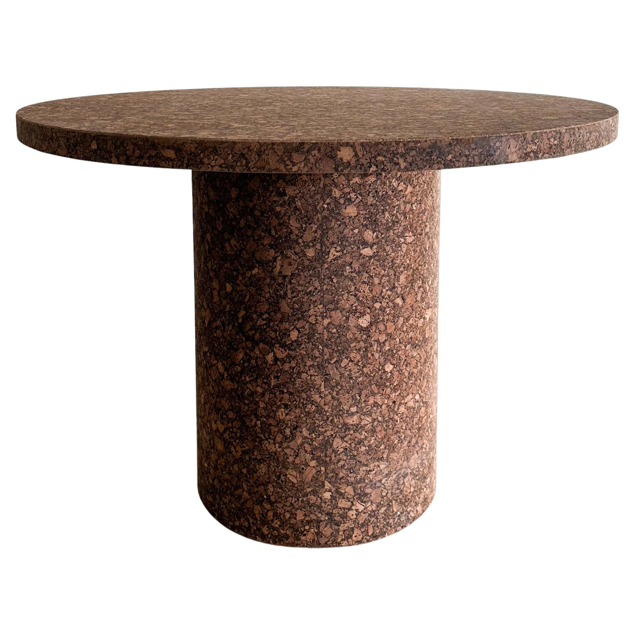 Vintage Round Cork Pedestal Base Dining Table Kitchenette Table MCM Minimalist 