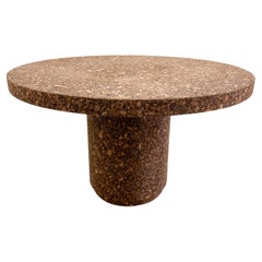 Vintage Round Cork Pedestal Base Dining Table Kitchenette Table MCM Minimalist