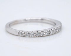 Vintage Round Cut Diamond 10K White Gold 2 mm Wadding Band Size 6.75 0.28ct