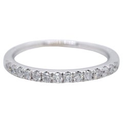 Vintage Round Cut Diamond 10K White Gold 2 mm Wadding Band Size 6.75 0.28ct