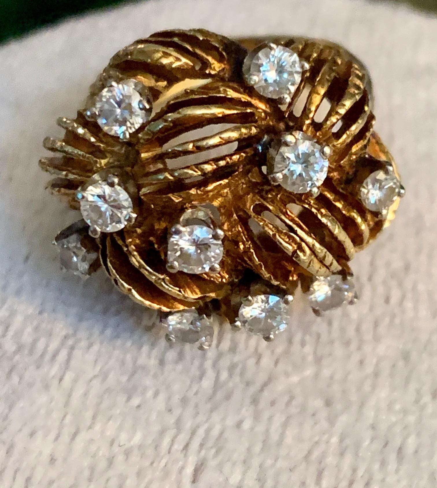 Vintage Round Cut Diamond 18 Karat Yellow Gold Dome Ring - Size 4 In Good Condition In St. Louis Park, MN