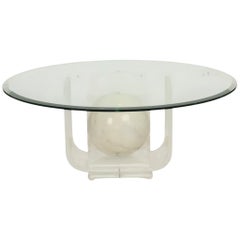 Vintage Round Design Coffee Table Lucite Marble Glass 90cm