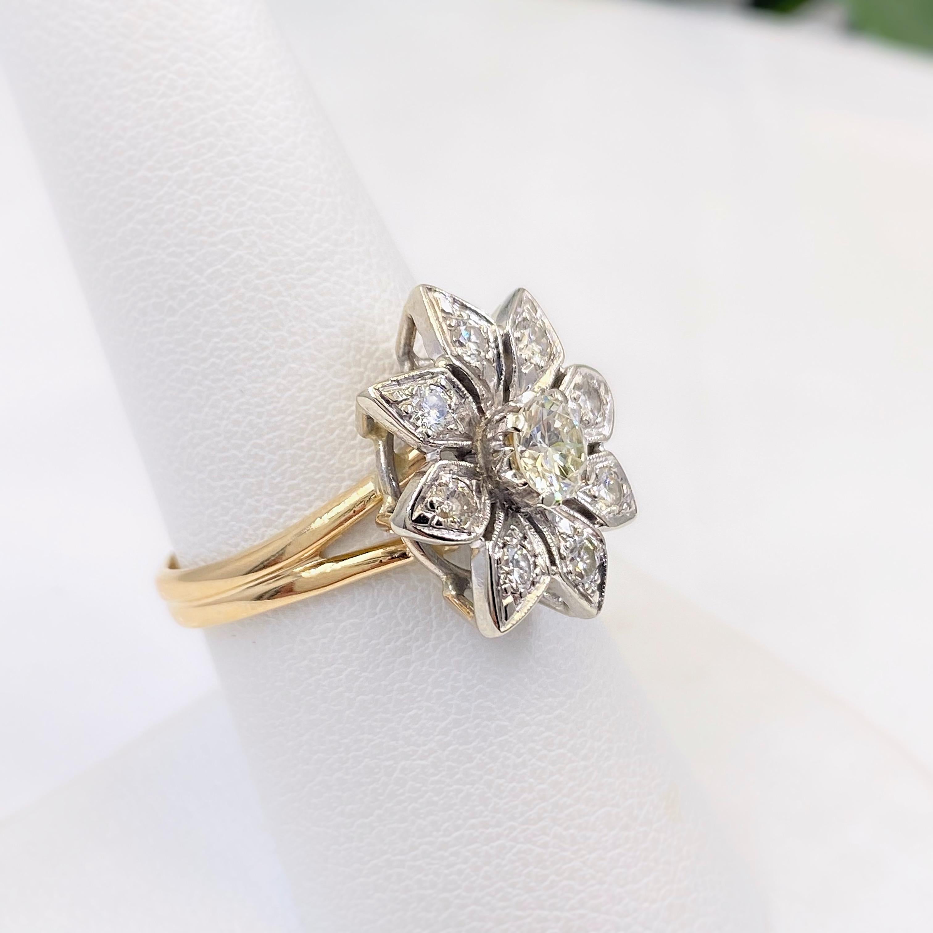 vintage flower diamond ring