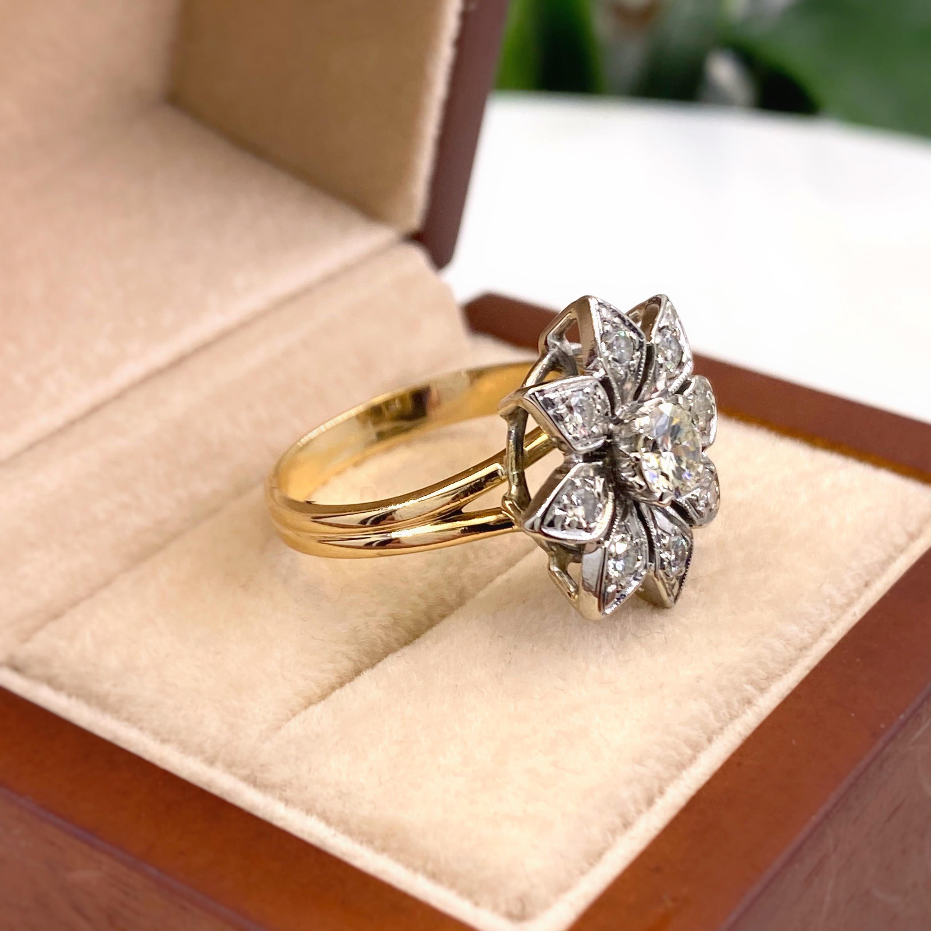 diamond flower ring vintage