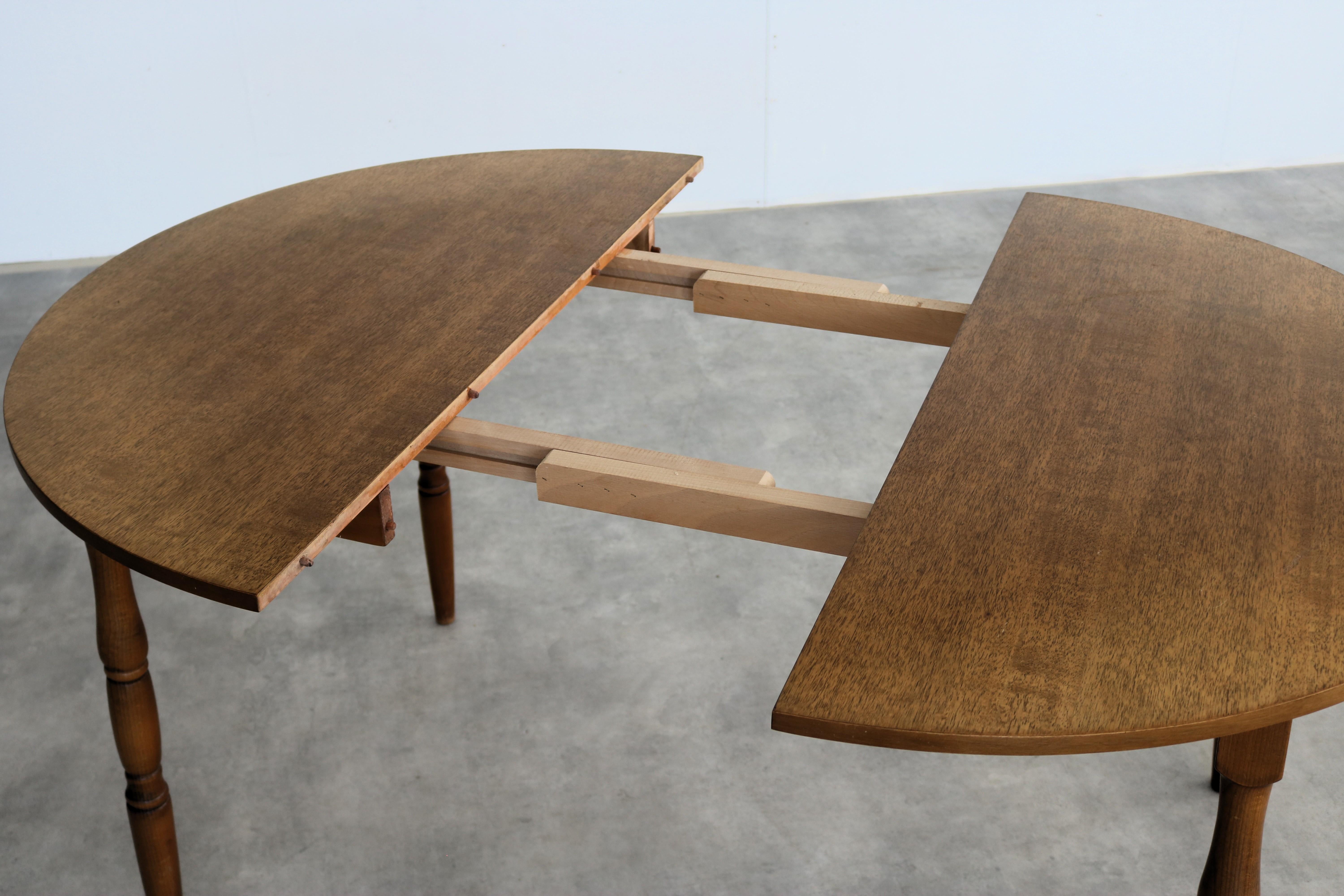 Vintage round dining table  table  extendable  Swedish For Sale 1