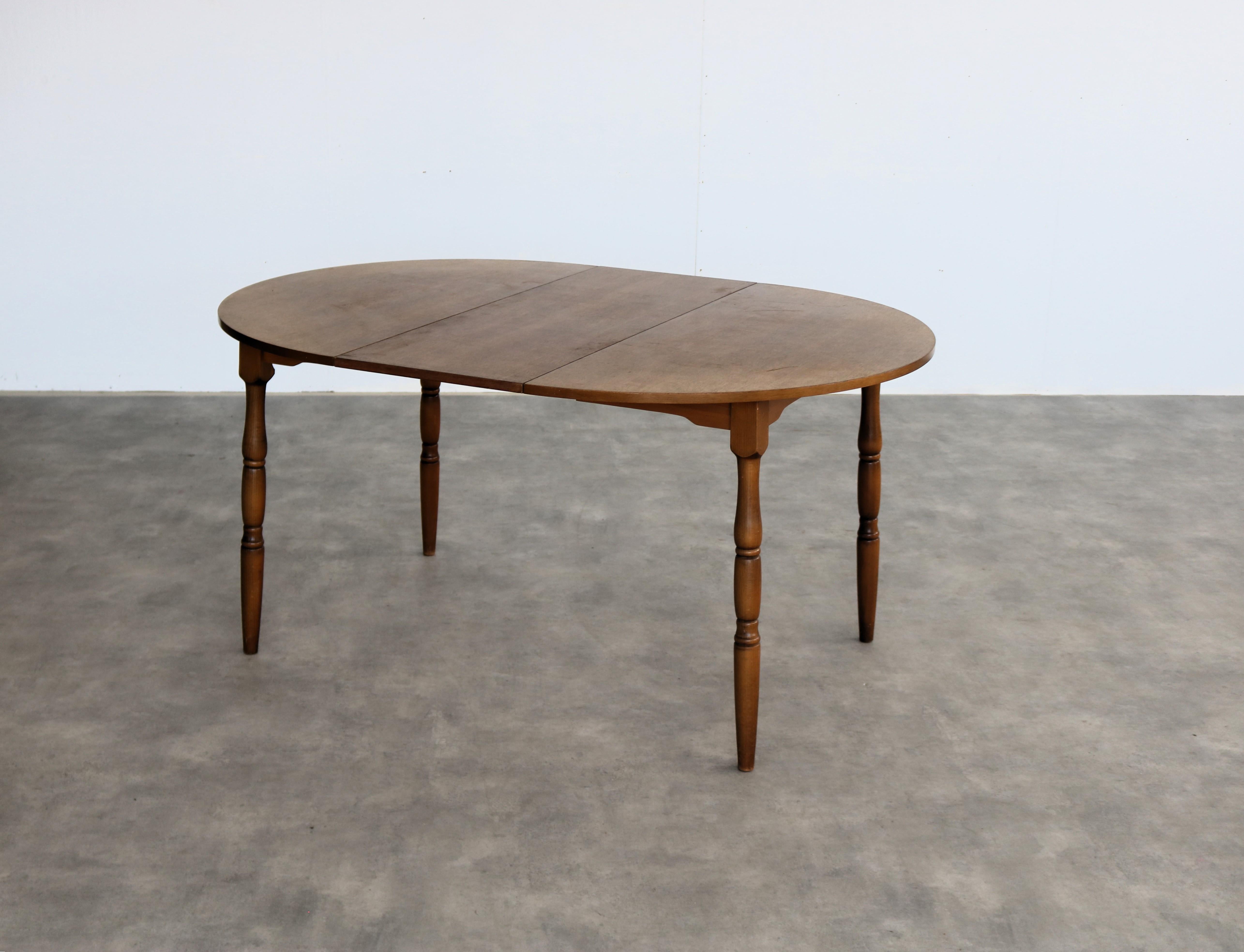 Vintage round dining table  table  extendable  Swedish For Sale 2