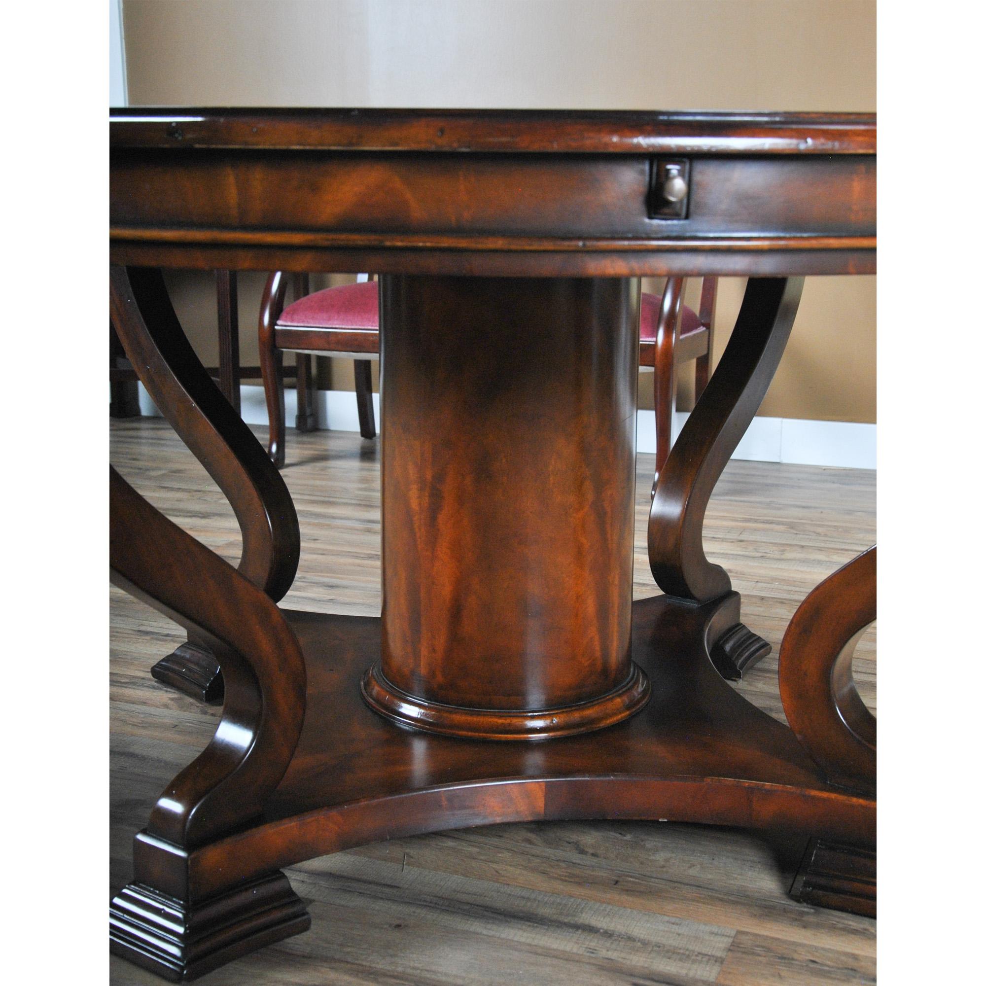 British Colonial Vintage Round Dining Table with Extensions