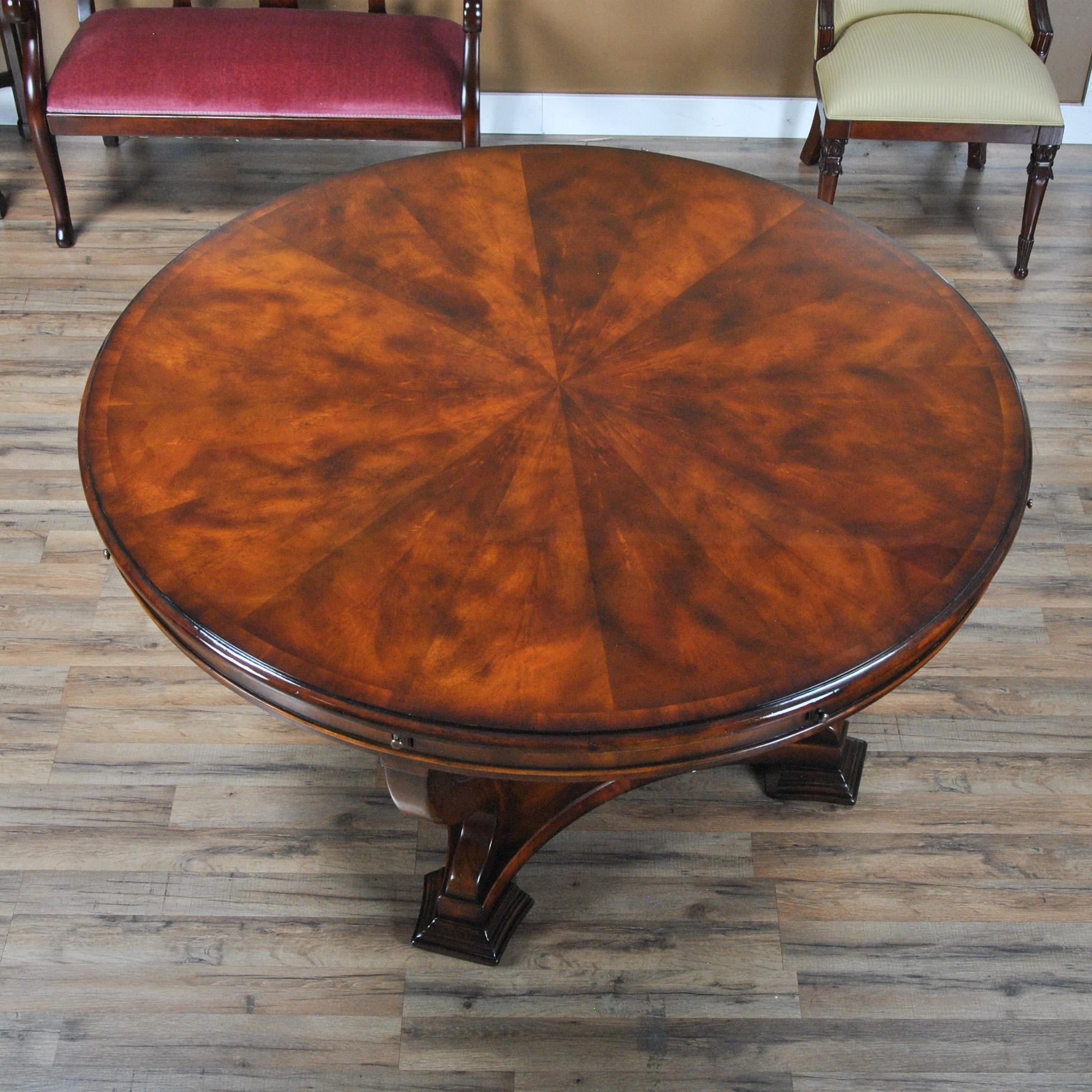 Inlay Vintage Round Dining Table with Extensions