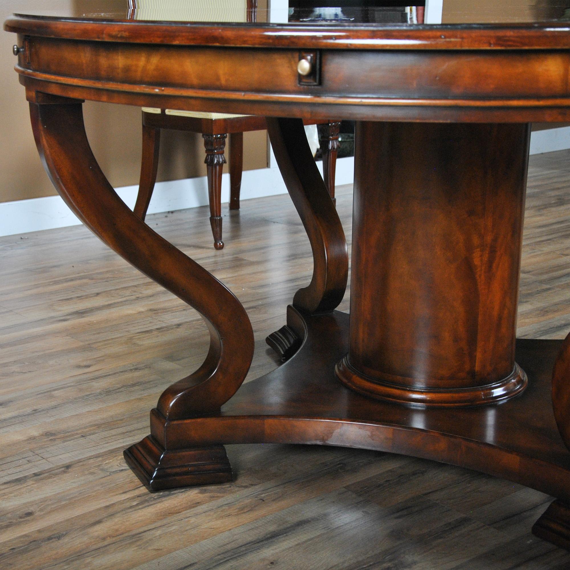 Contemporary Vintage Round Dining Table with Extensions