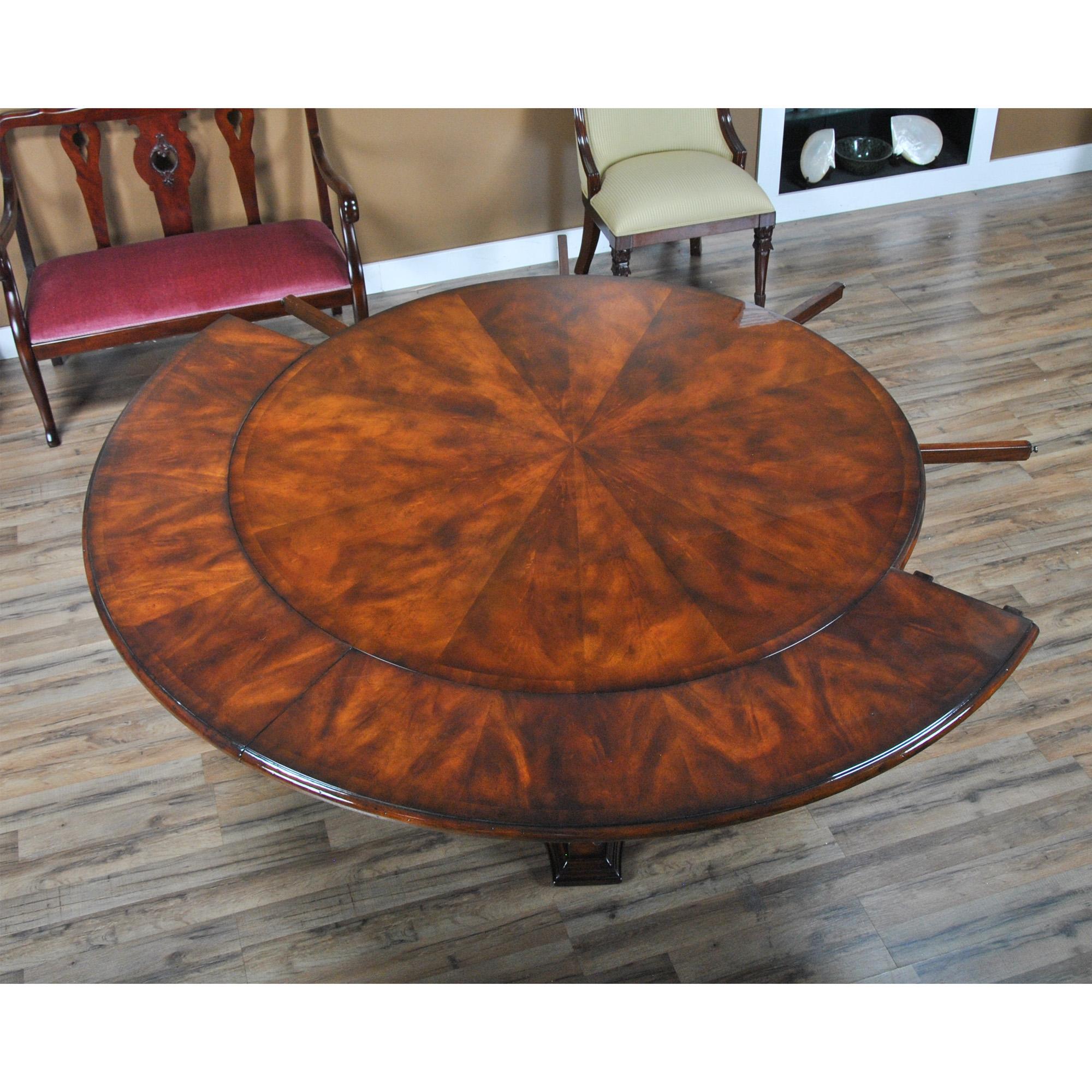 Mahogany Vintage Round Dining Table with Extensions
