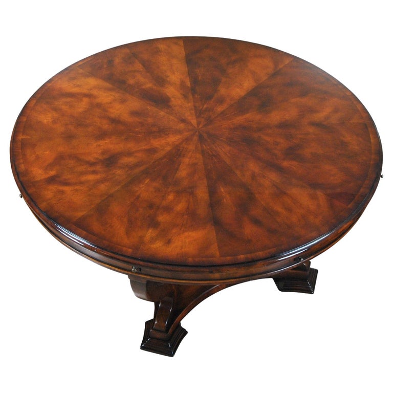 Vintage Round Dining Table with Extensions For Sale at 1stDibs
