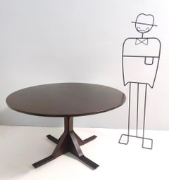 Tavolo da pranzo vintage rotondo in noce ebanizzato mod. 522 di G. Frattini per Bernini