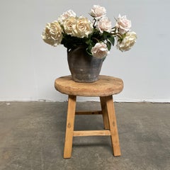 Vintage Round Elm Wood Side Table