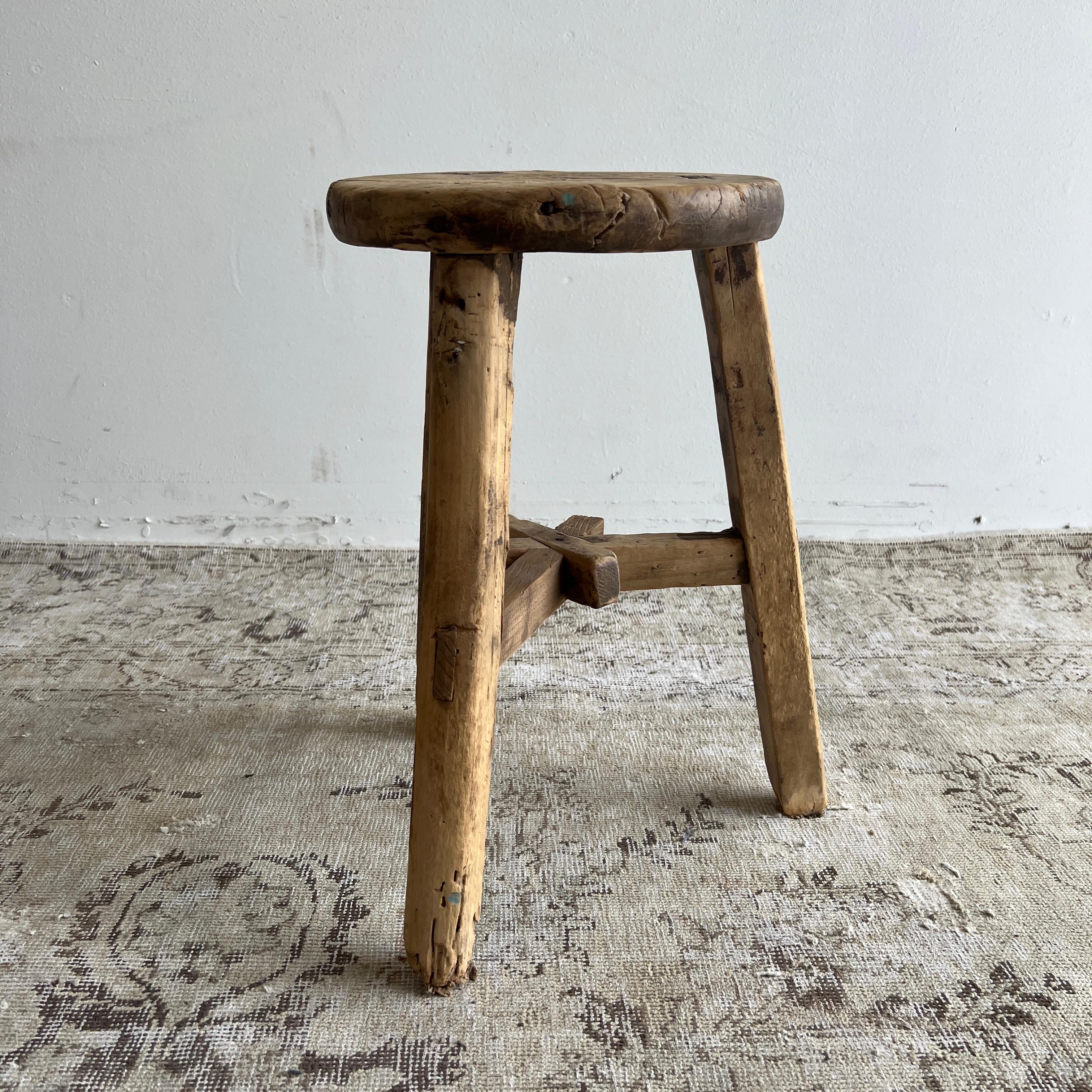 Vintage antique elmwood stool.
These are the real vintage antique elmwood stools! Beautiful antique patina, with weathering and age, these are solid and sturdy ready for daily use, use as a table, stool, drink table, they are great for any