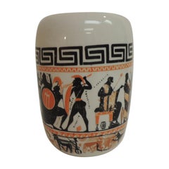Vintage Round Etruscan Greek Hand Painted Ceramic Vase
