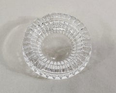 Vintage Round Faceted Crystal Glass Ashtray Catchall Dish 60s
