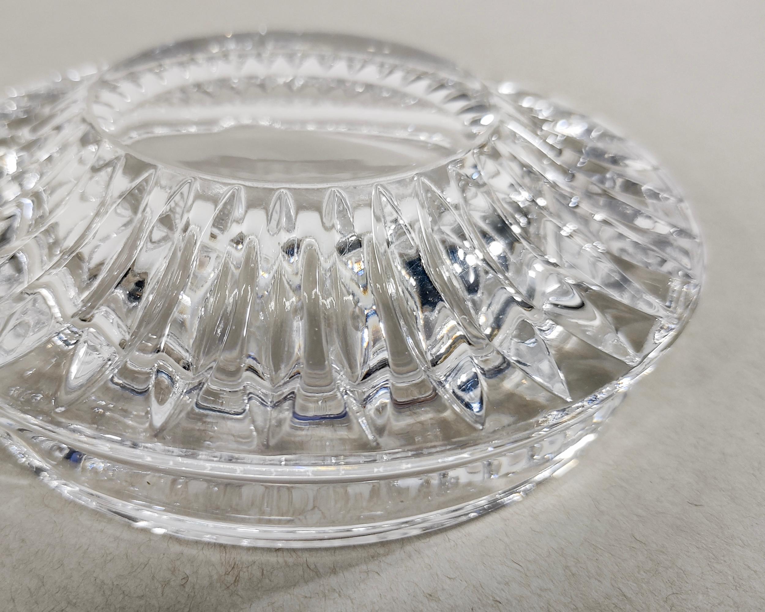 Unknown Vintage Round Faceted Crystal Glass Ashtray Catchall Dish 60s For Sale