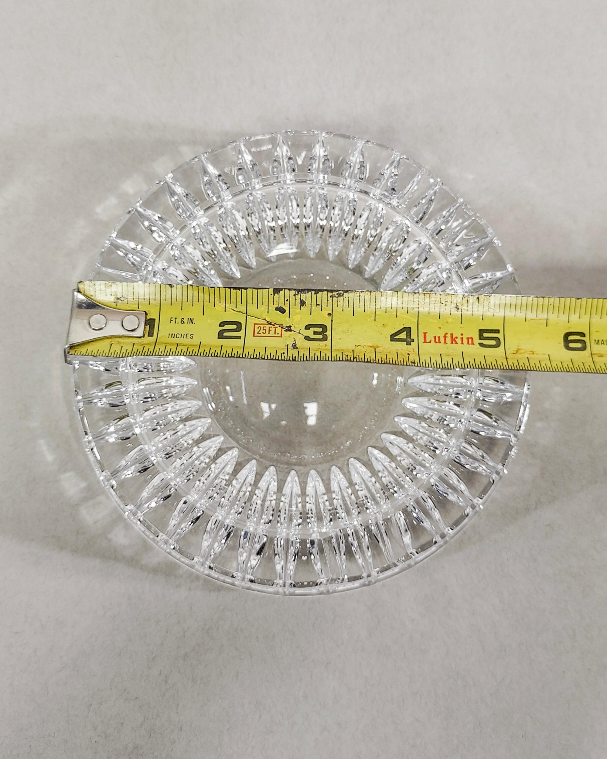 Unknown Vintage Round Faceted Crystal Glass Ashtray Catchall Dish 60s For Sale