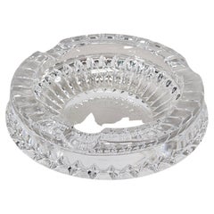 Vintage Round Faceted Crystal Glass Ashtray Catchall Dish 60s