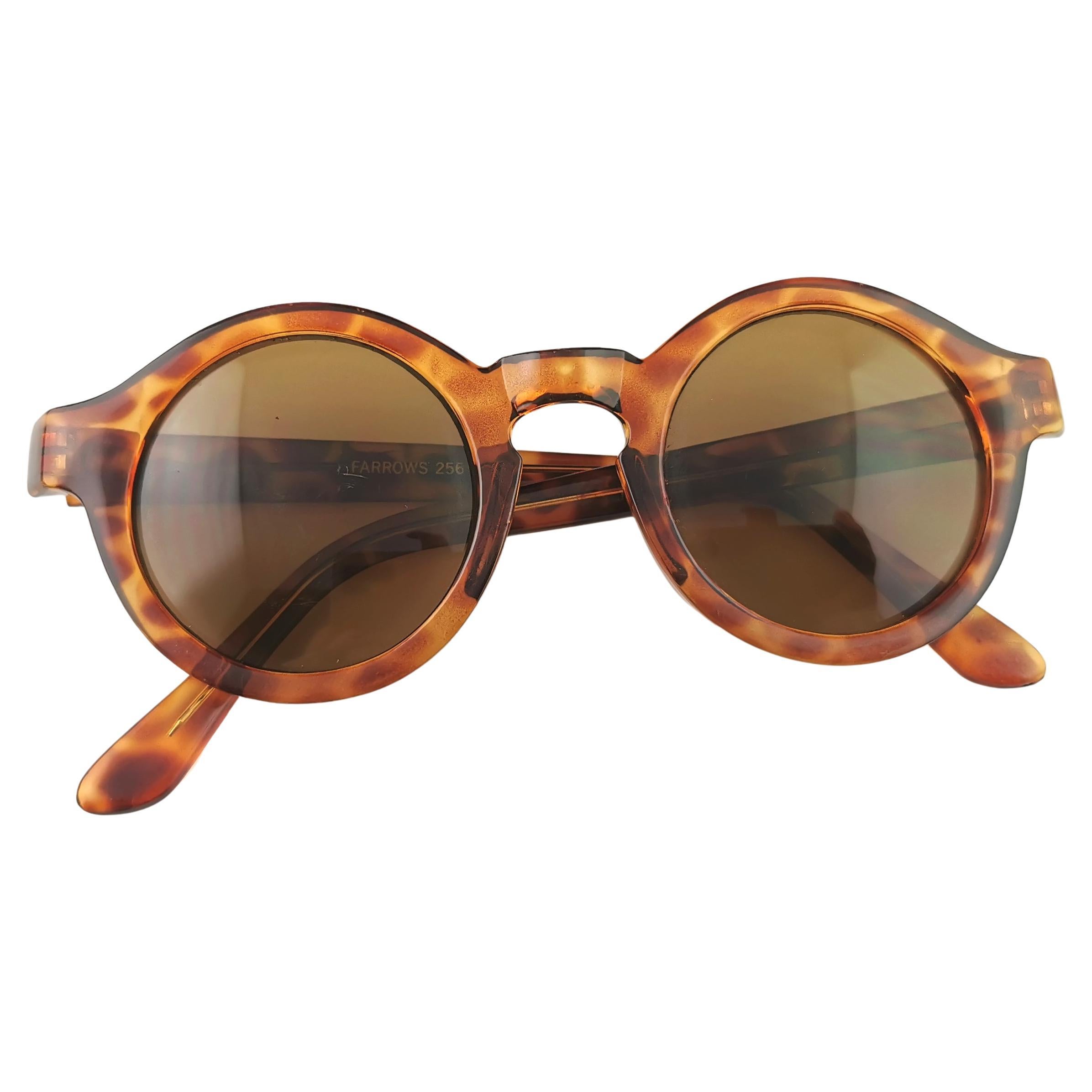 Vintage Round frame Faux tortoiseshell sunglasses, Linda Farrow  For Sale