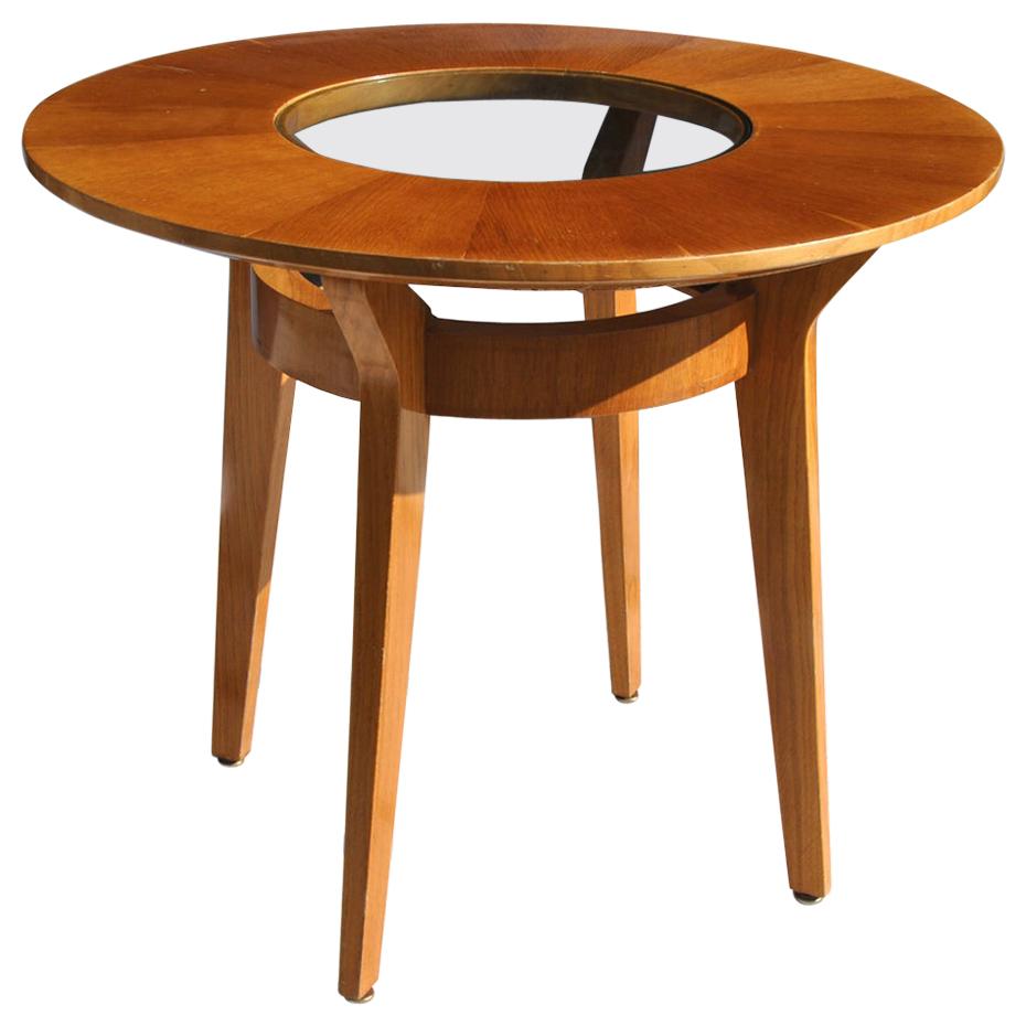 Vintage Round French Two-Tier Console Round Side Table by Camaro of France