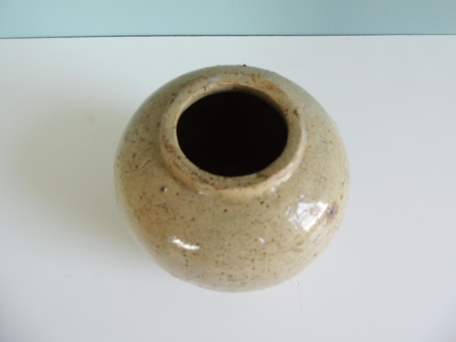 Late 20th Century Vintage Round Glazed Asian Vase For Sale