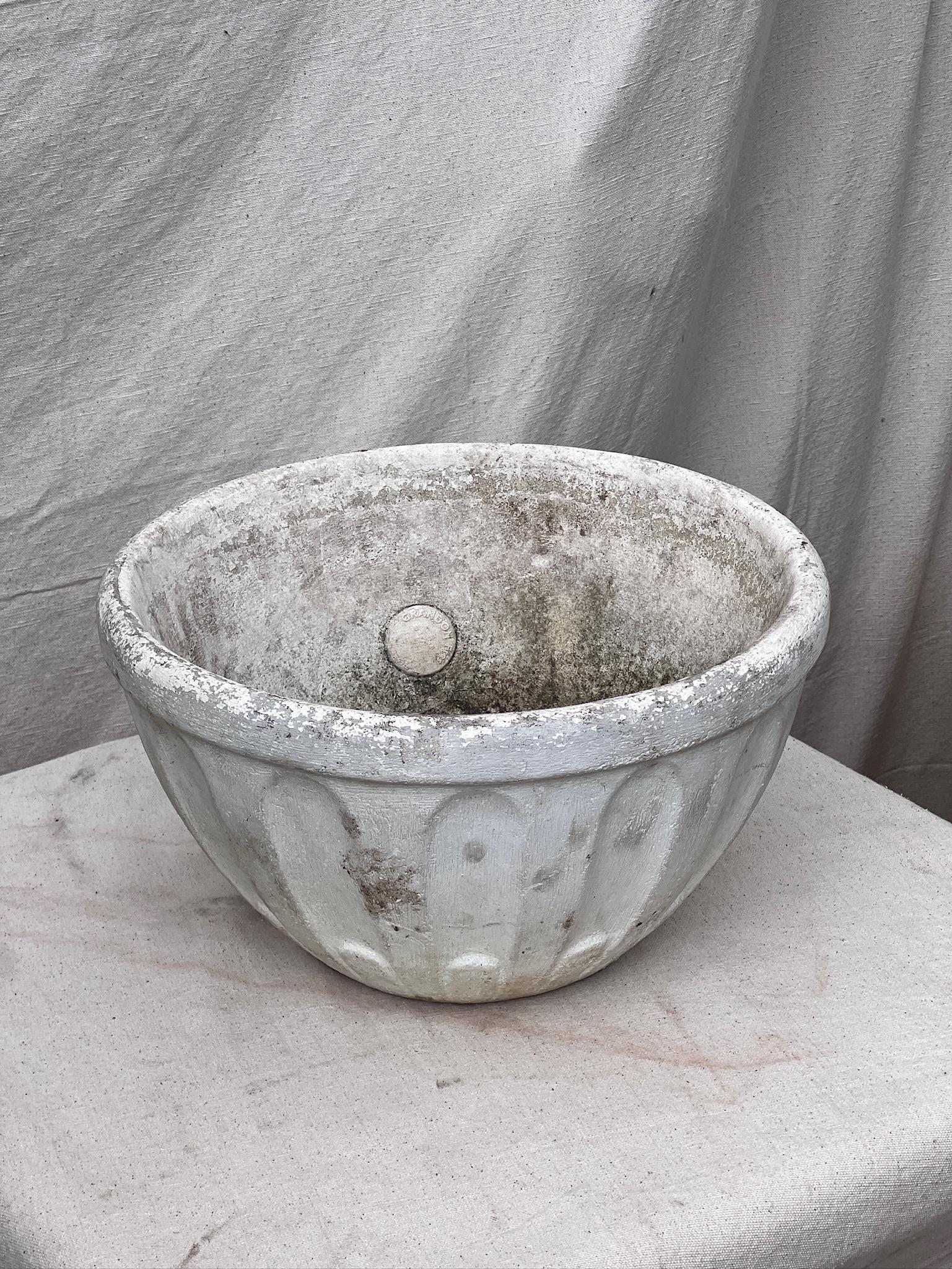 Rustic Vintage Round Grandon Fres Planter Pot For Sale