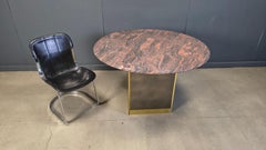 Vintage round granite and brass center table by Belogchrom, 1970s