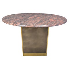 Vintage round granite and brass center table by Belogchrom, 1970s