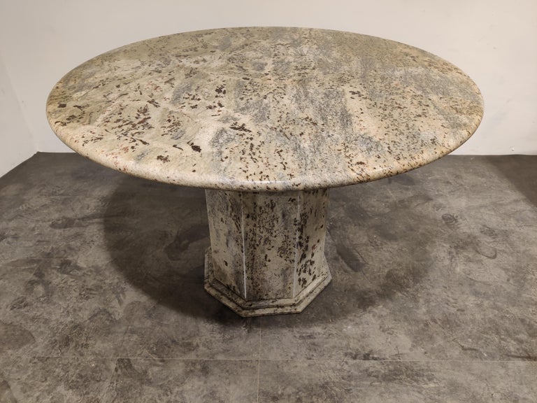 Vintage Round Granite Center Table, 1970s at 1stDibs