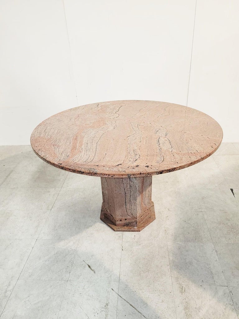 Vintage Round Granite Center Table, 1970s For Sale at 1stDibs