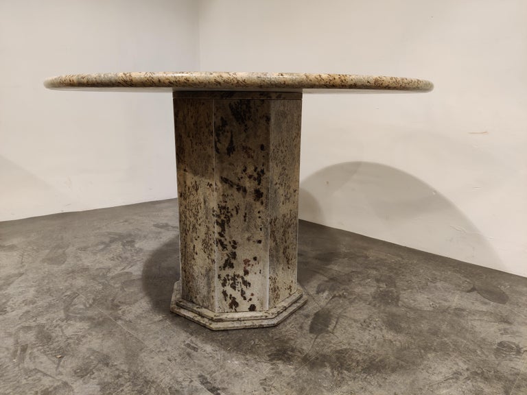 Vintage Round Granite Center Table, 1970s at 1stDibs