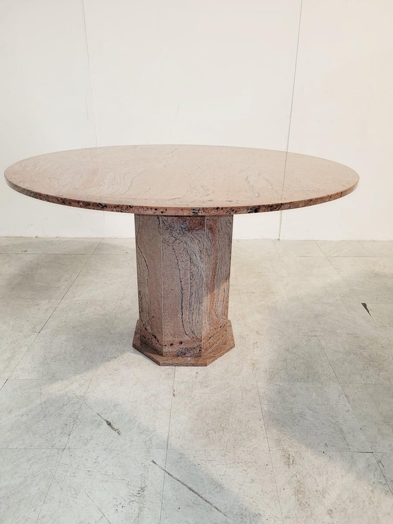 Vintage Round Granite Center Table, 1970s For Sale at 1stDibs