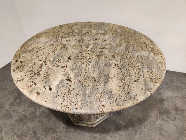 Vintage Round Granite Center Table, 1970s at 1stDibs
