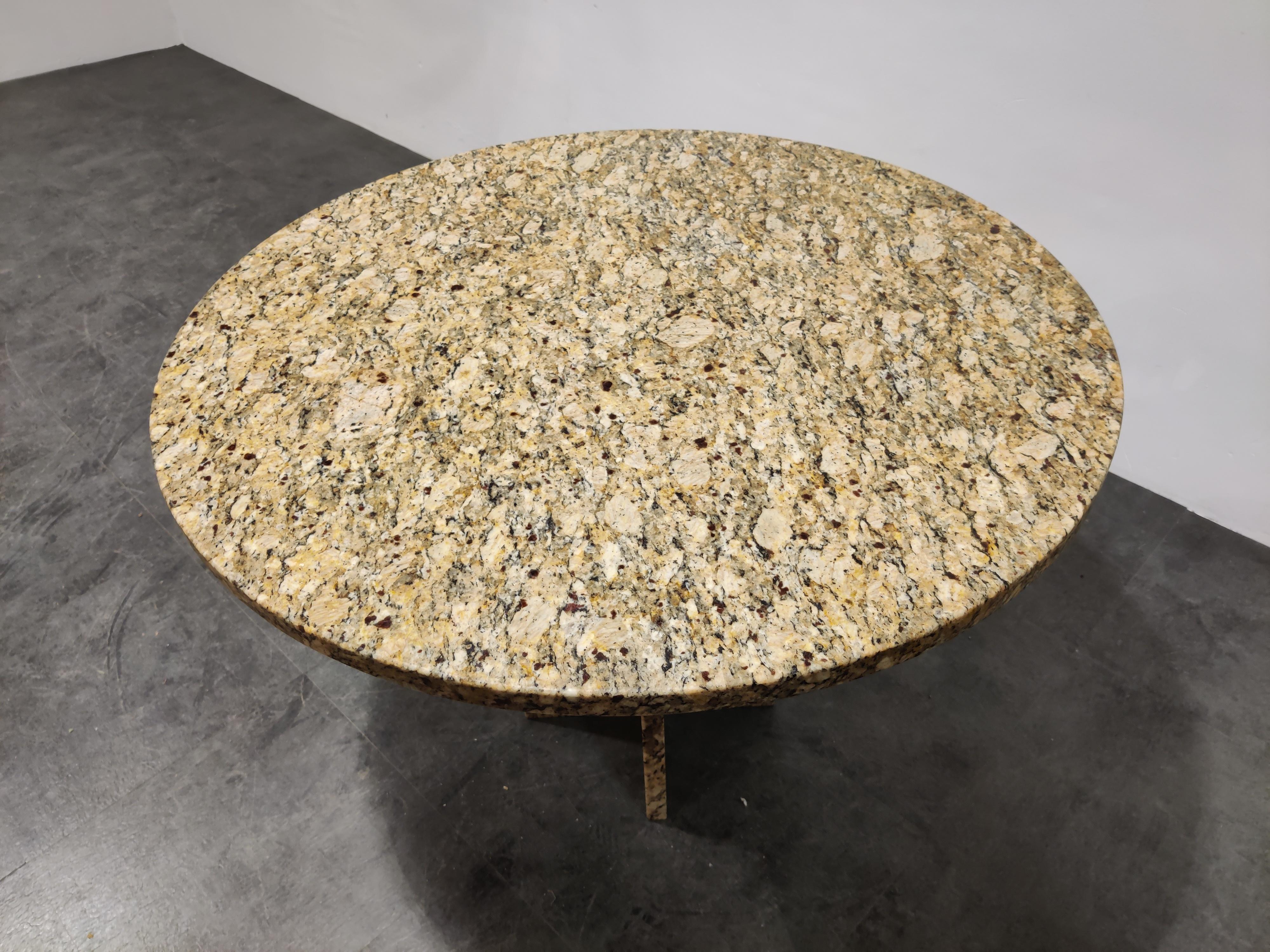 Vintage Round Granite Center Table, 1970s 1