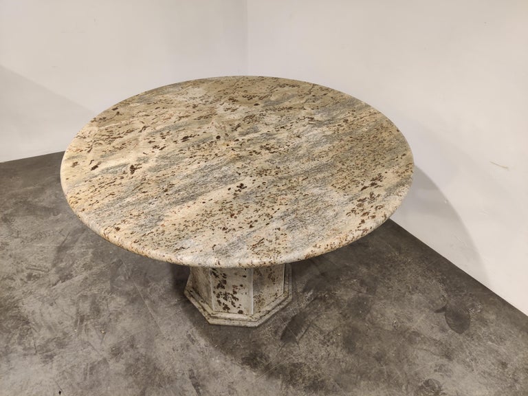 Vintage Round Granite Center Table, 1970s at 1stDibs