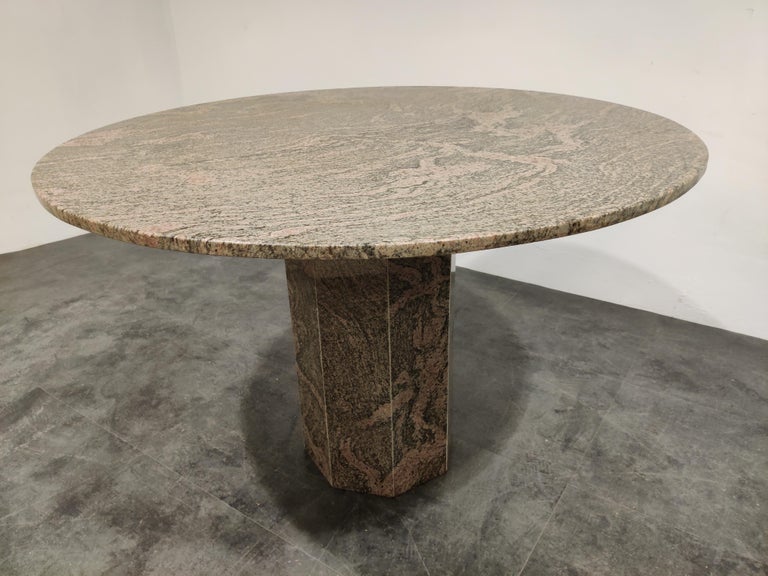 Vintage Round Granite Center Table, 1970s at 1stDibs