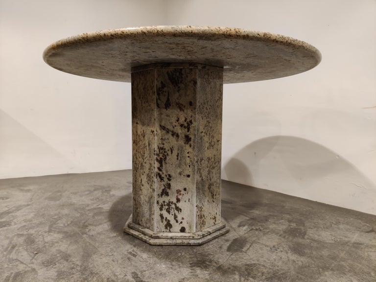 Vintage Round Granite Center Table, 1970s at 1stDibs