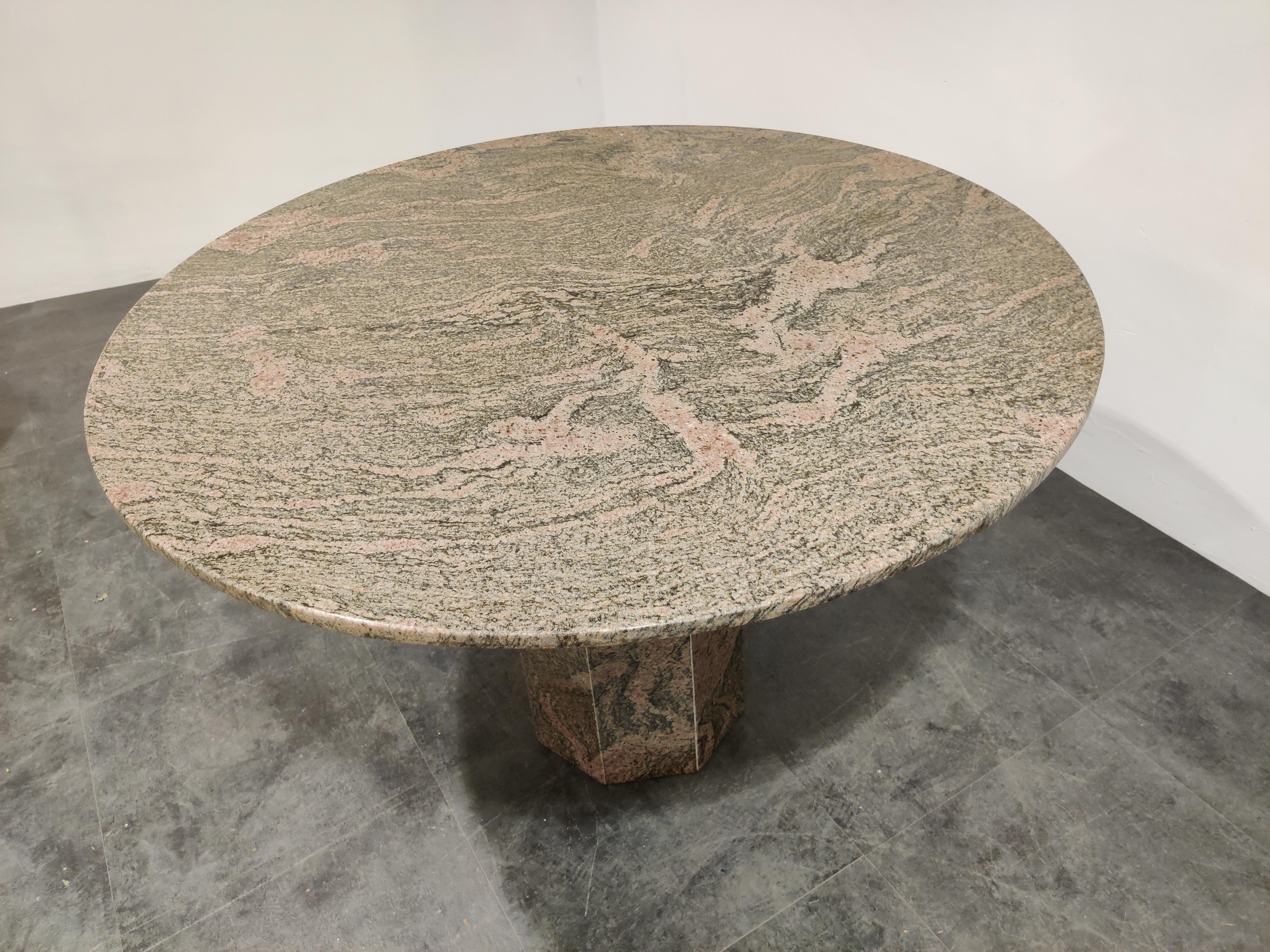 Vintage Round Granite Center Table, 1970s 3