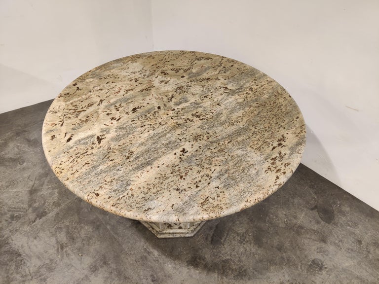 Vintage Round Granite Center Table, 1970s at 1stDibs