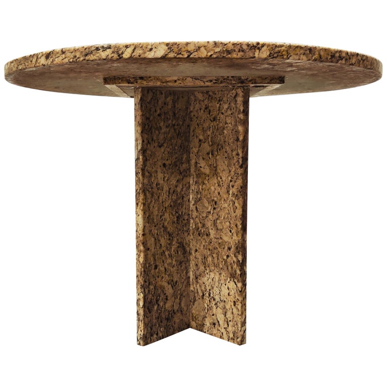 Vintage Round Granite Center Table, 1970s at 1stDibs