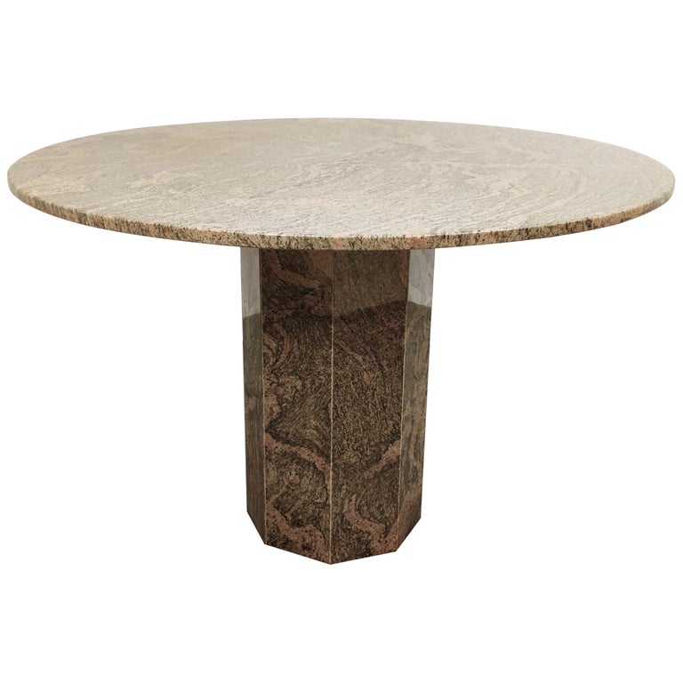 Vintage Round Granite Center Table, 1970s at 1stDibs
