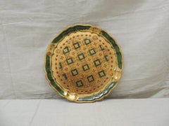 Vintage Round Green and Gold Florentine Serving Tray